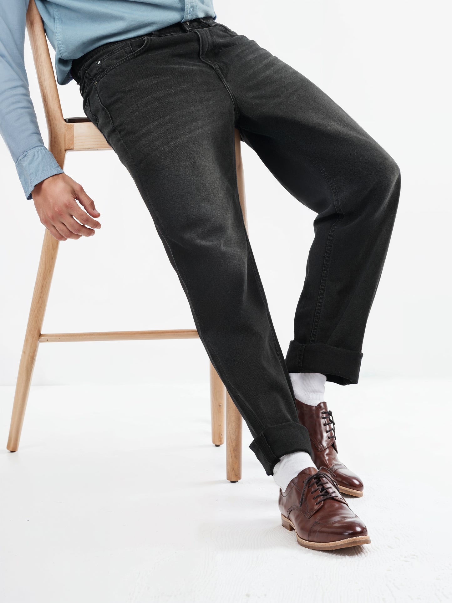 Celio* Cotton Loose Fit Black Jean