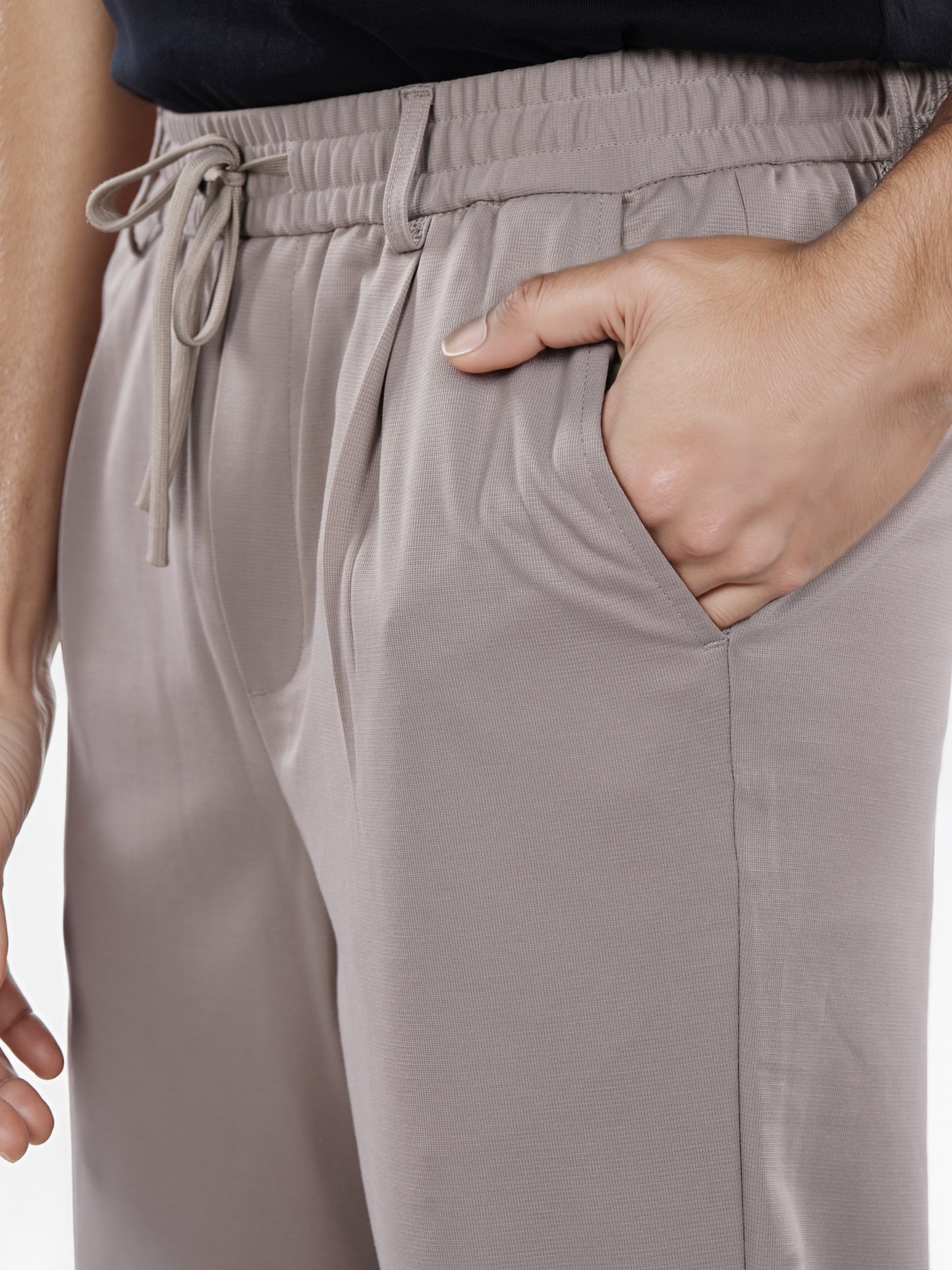 Celio* Rayon-Crepe-Blend Regular Fit Beige Trouser