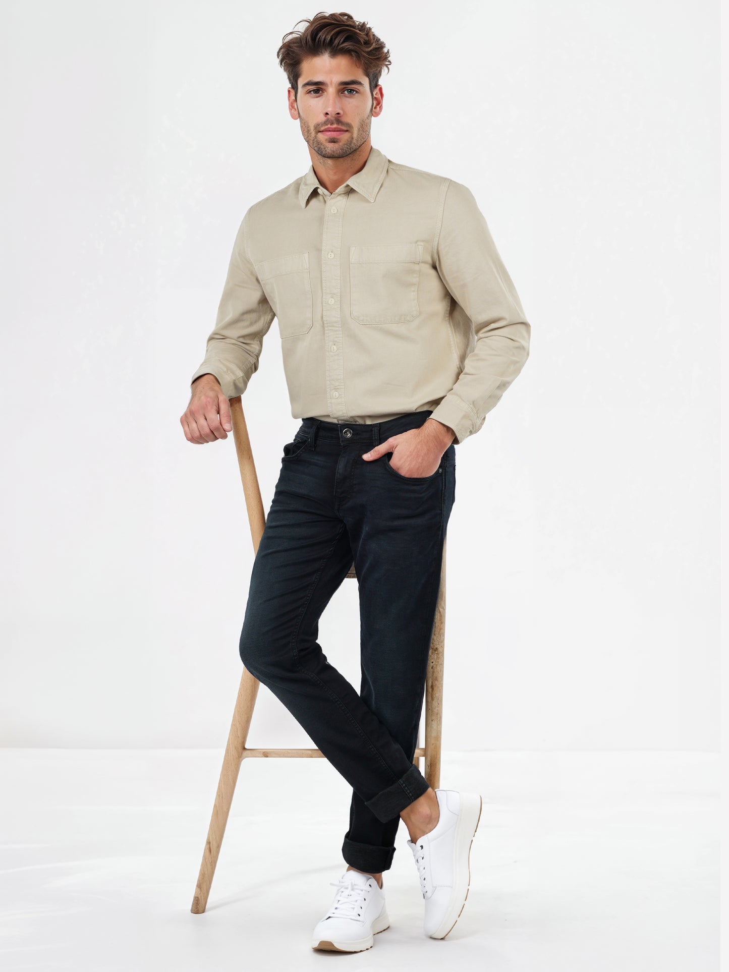 Celio* Cotton-Blend Skinny Fit Black Jean