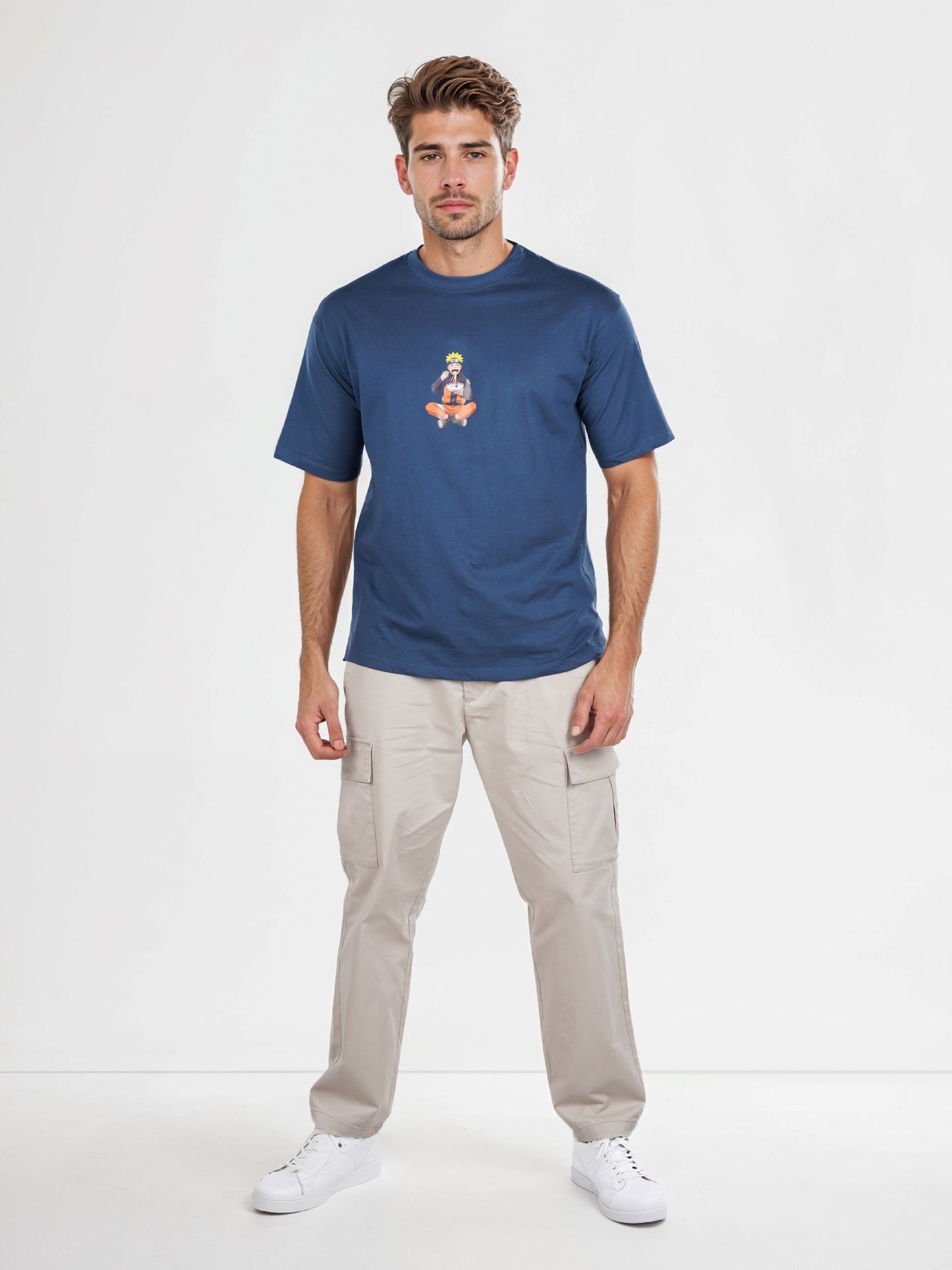 Celio* Naruto Regular Fit Cotton Blue T-Shirt