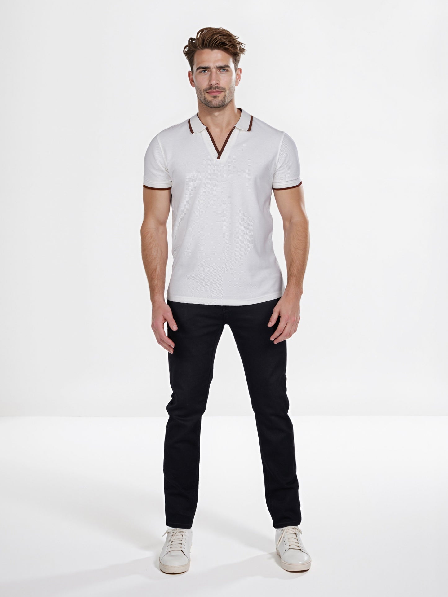 Celio* Solid Regular Fit Cotton Off White T-Shirt