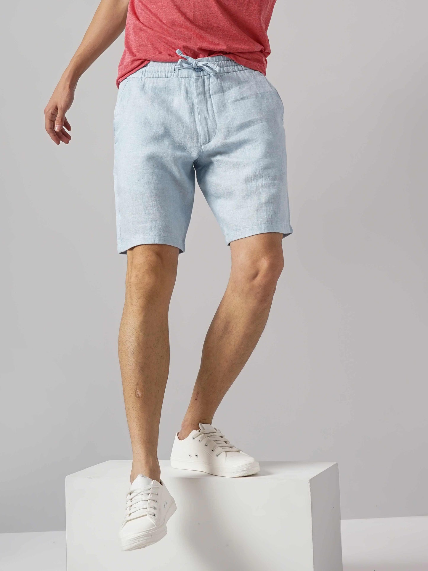 Celio* Linen Regular Fit Blue Shorts