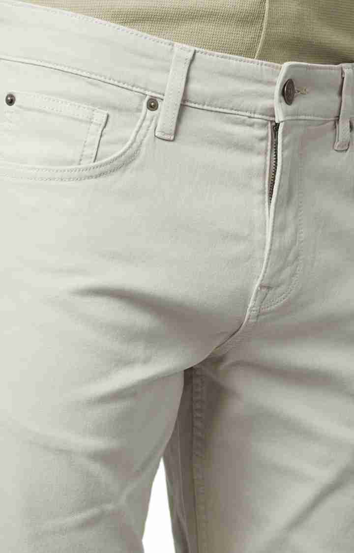 Celio* Cotton Regular Fit Off White Shorts