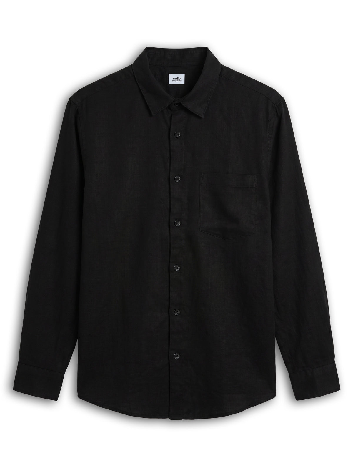 Regular Fit 100% Linen T-Shirt - Black