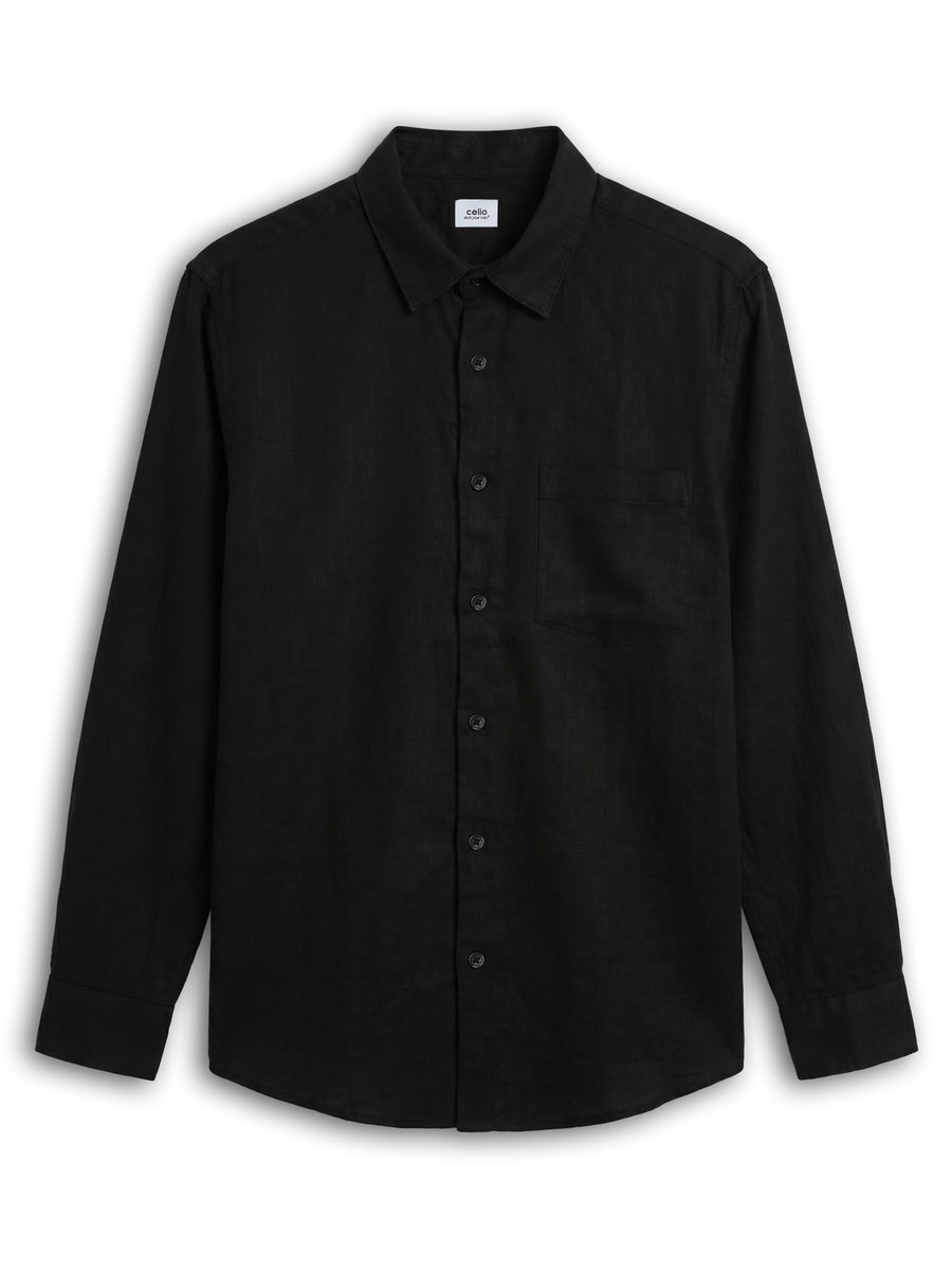 Regular Fit 100% Linen T-Shirt - Black
