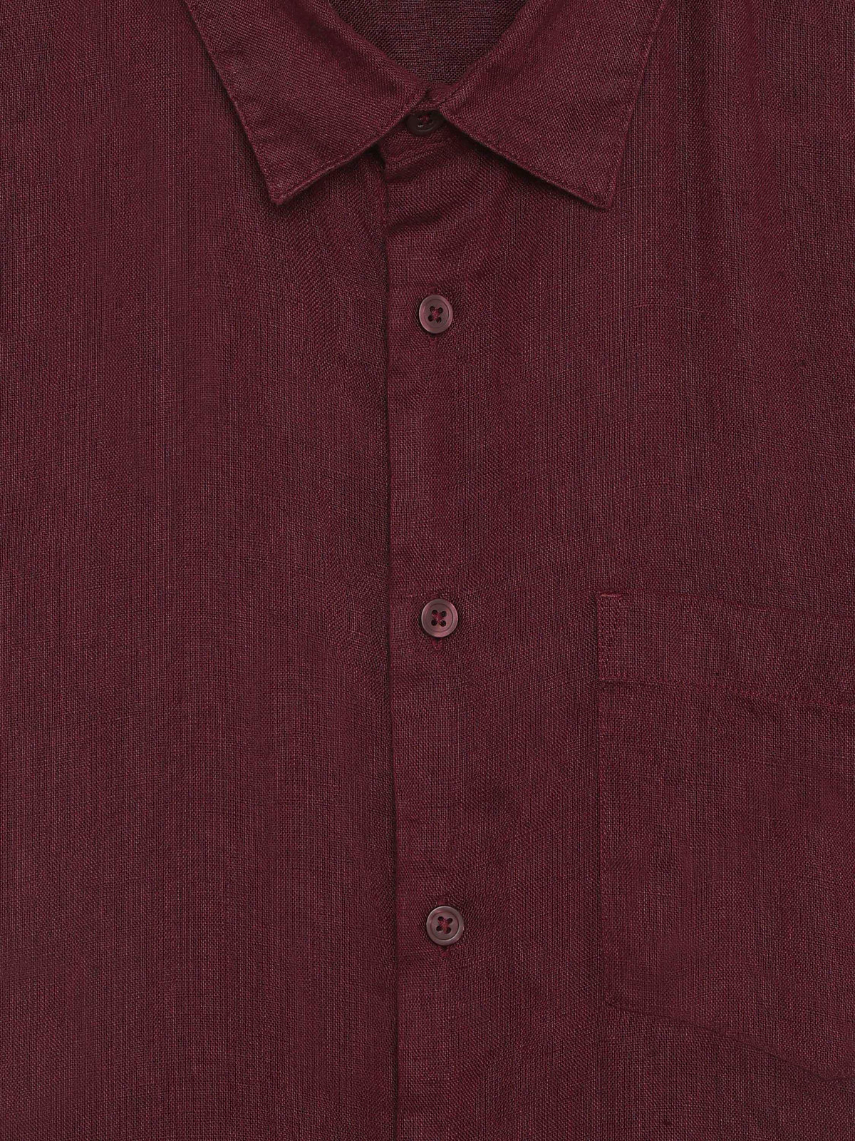 Regular Fit 100% Linen Shirt - Purple