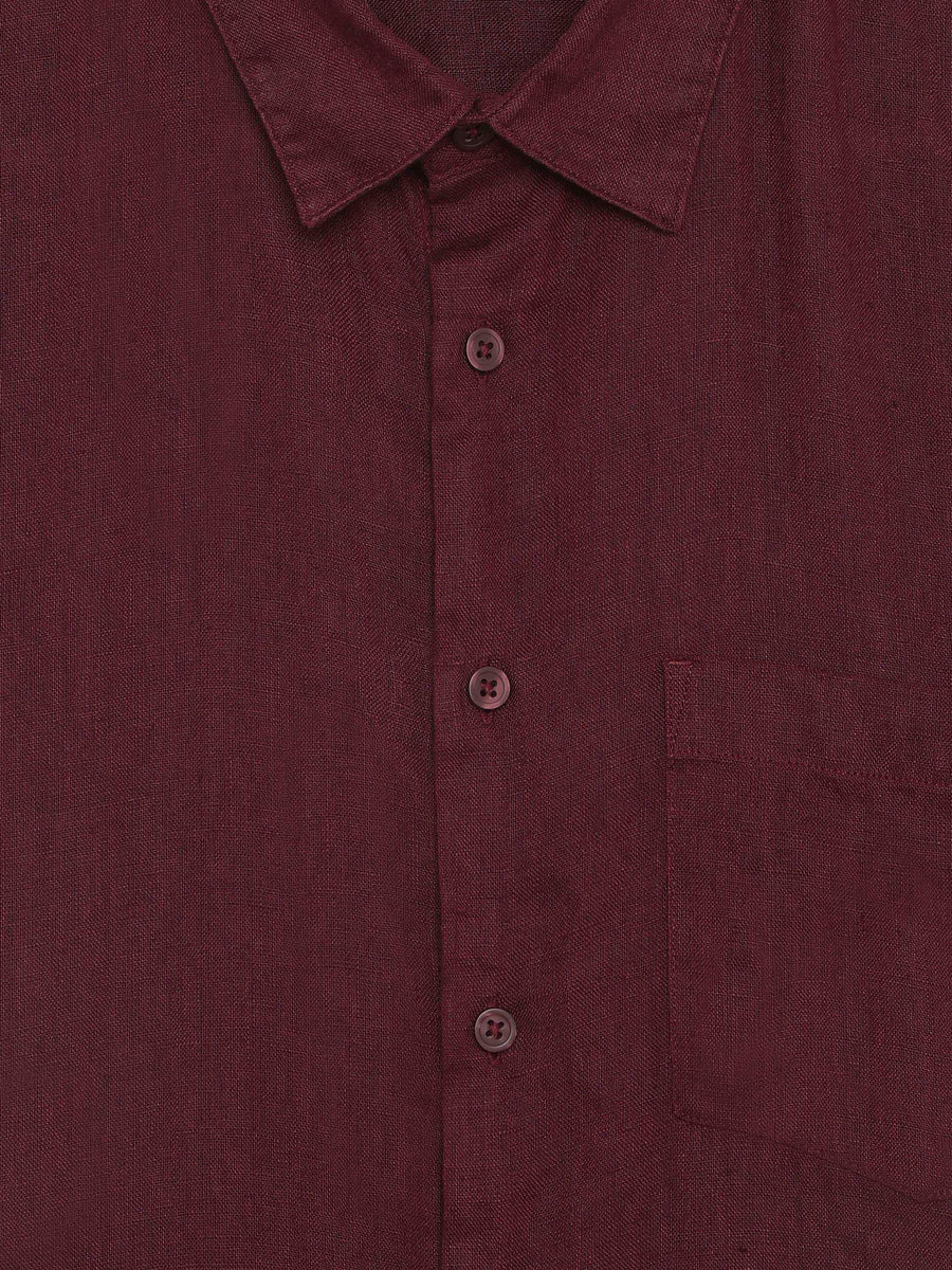 Regular Fit 100% Linen Shirt - Purple