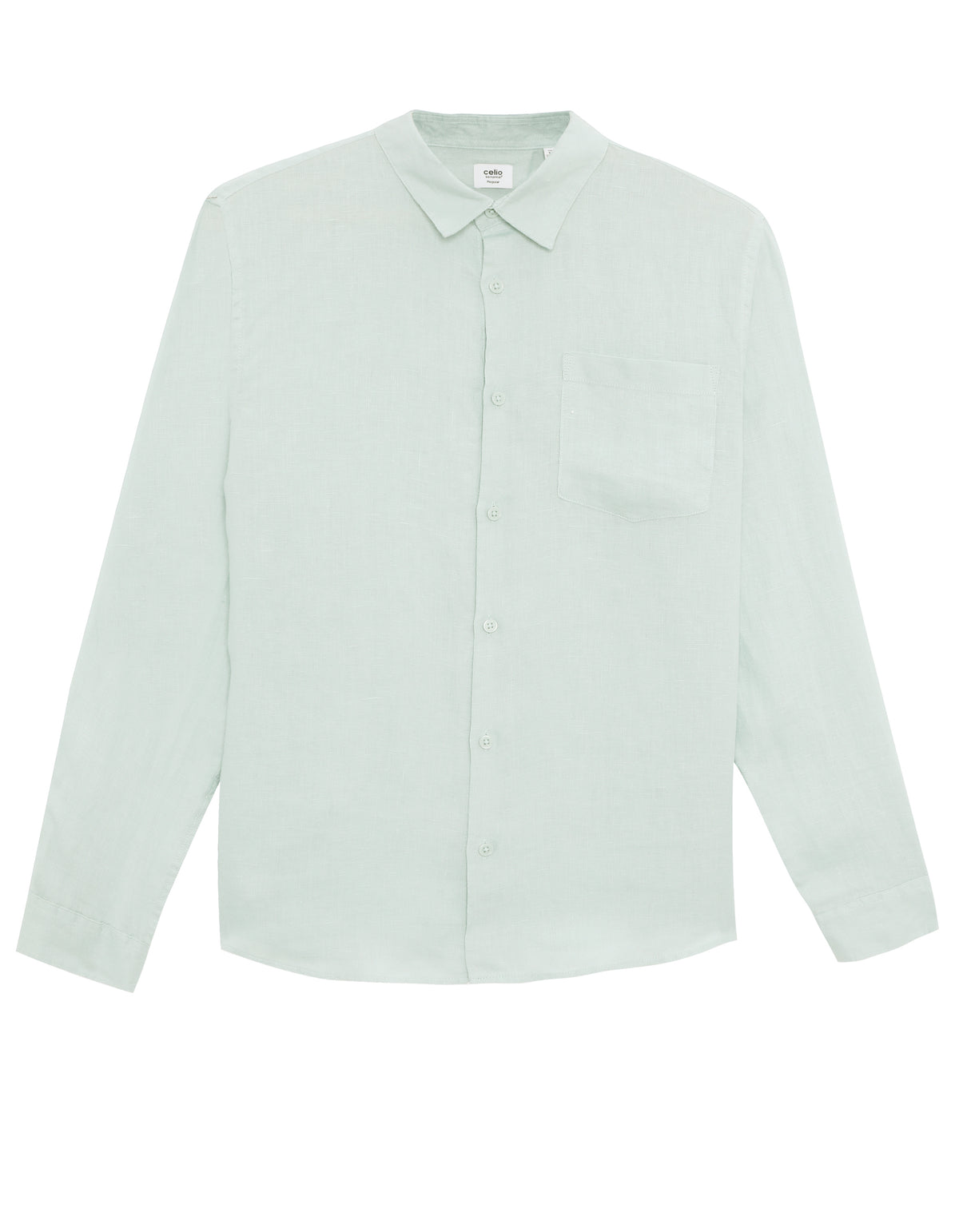 Regular Fit 100% Linen Regular Collar Shirt - Green