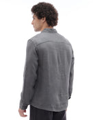 Regular Fit 100% Linen Spread Collar Shirt - Grey