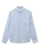 Regular Fit 100% Linen Spread Collar Shirt - Blue