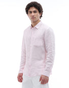 Regular Fit 100% Linen Spread Collar Shirt - Pink