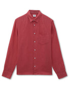 Regular Fit 100% Linen Spread Collar Shirt - Red