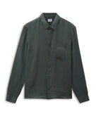 Regular Fit 100% Linen Spread Collar Shirt - Green