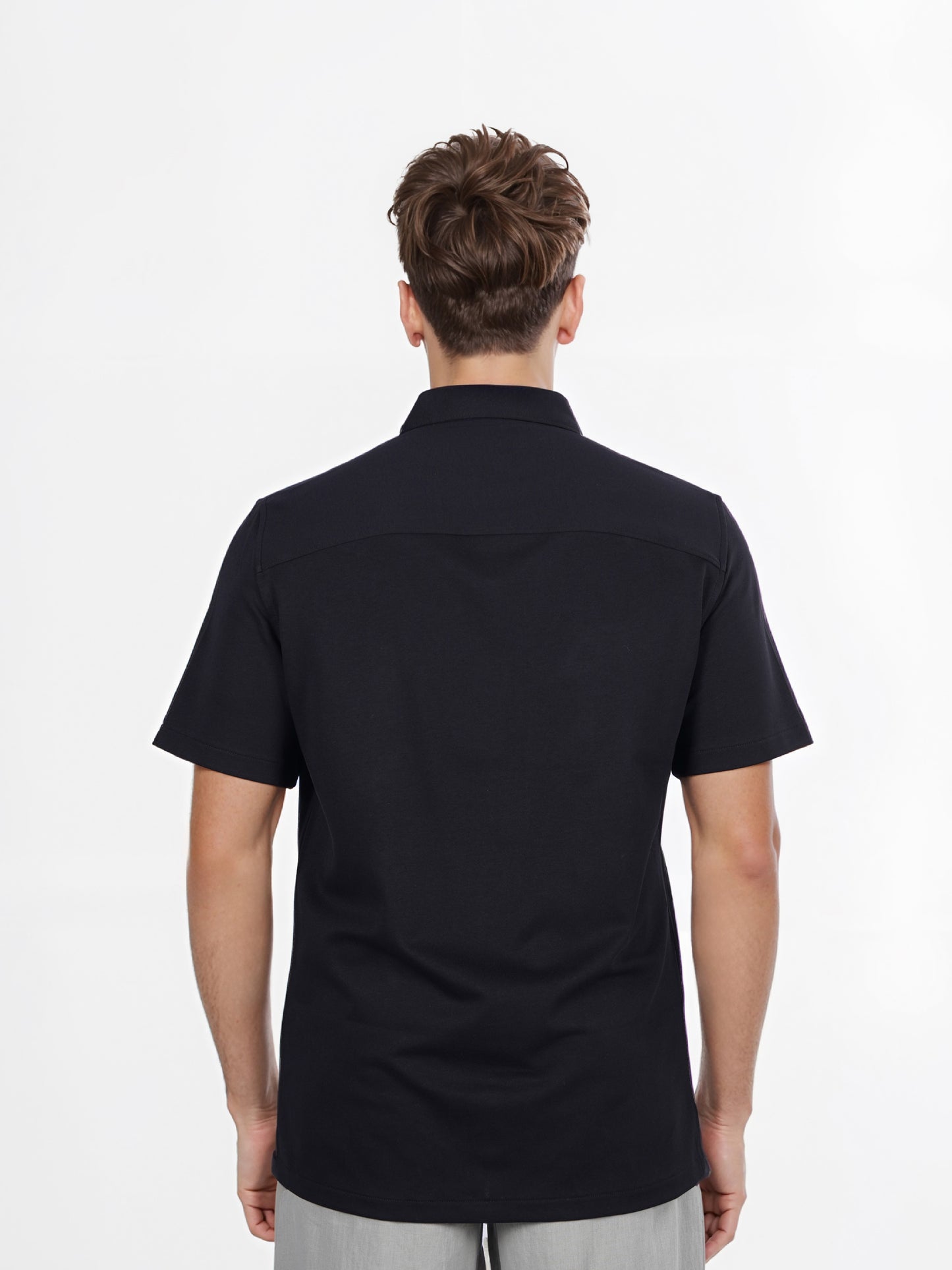 Celio* Cotton Solid Men Black Poly Regular Fit Shirt