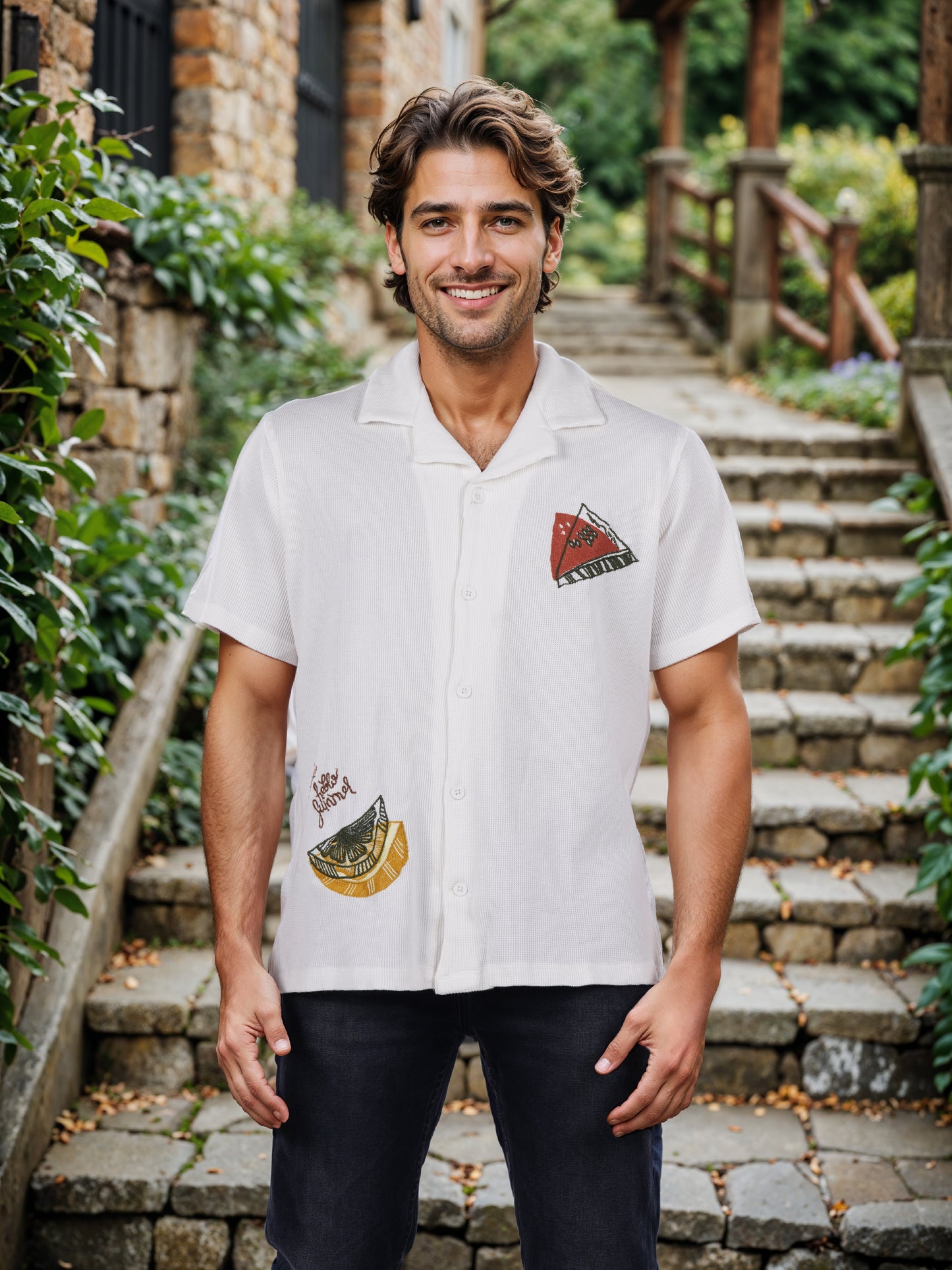 Celio* Printed Regular Fit Cotton White Shirt