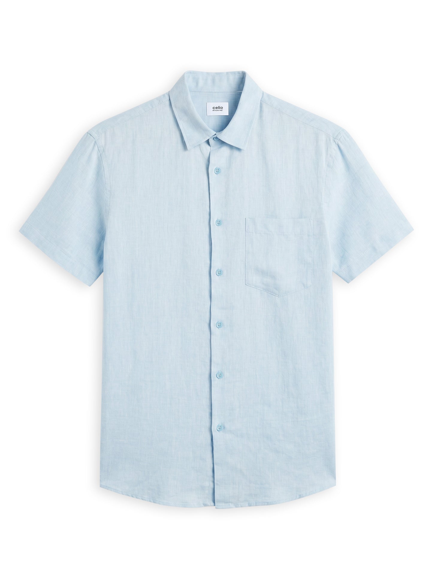 Regular Fit 100% Linen Shirt - Blue