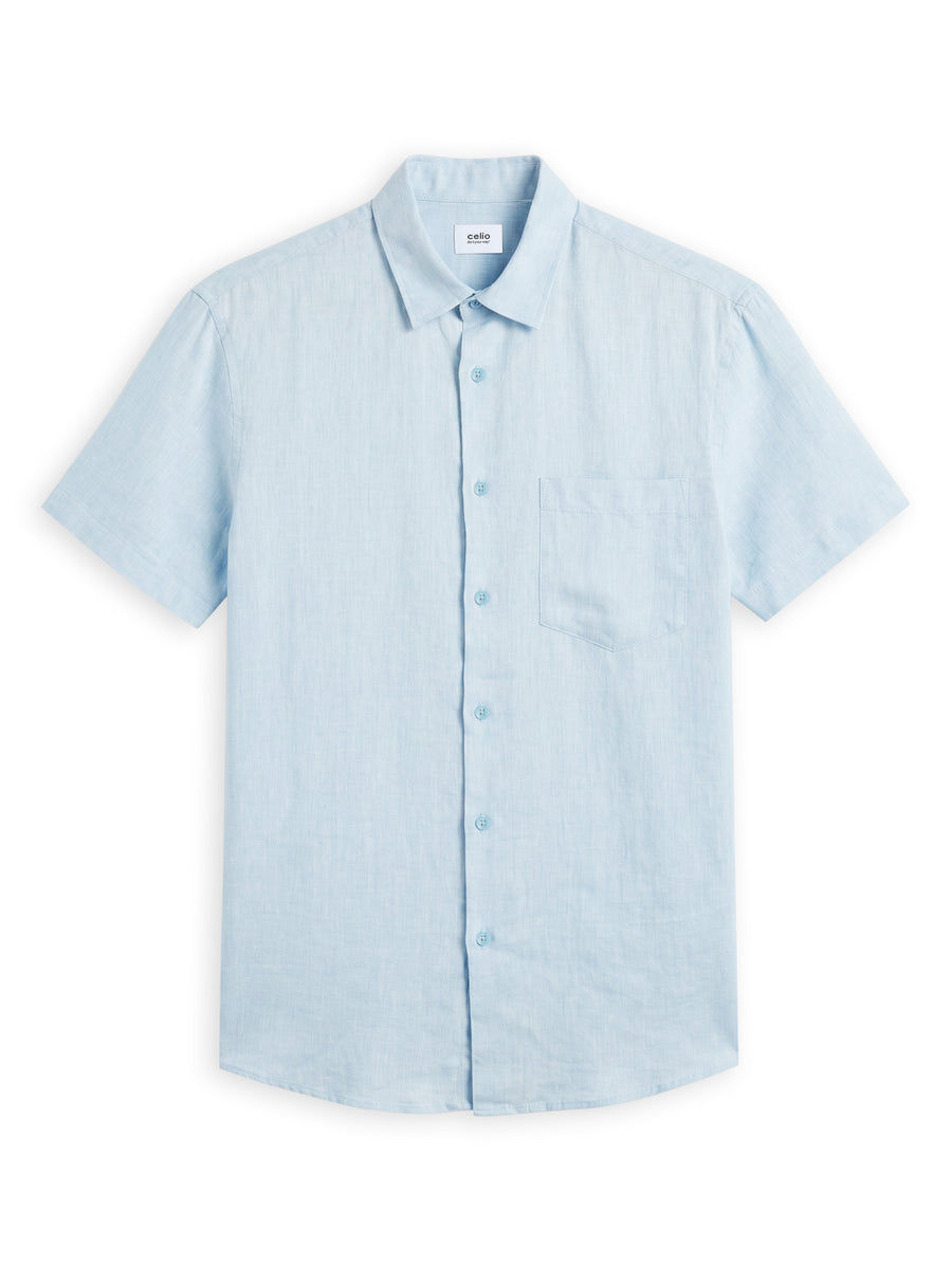 Regular Fit 100% Linen Shirt - Blue