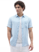 Regular Fit 100% Linen Shirt - Blue
