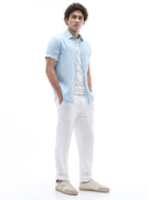 Regular Fit 100% Linen Shirt - Blue
