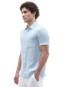 Regular Fit 100% Linen Shirt - Blue