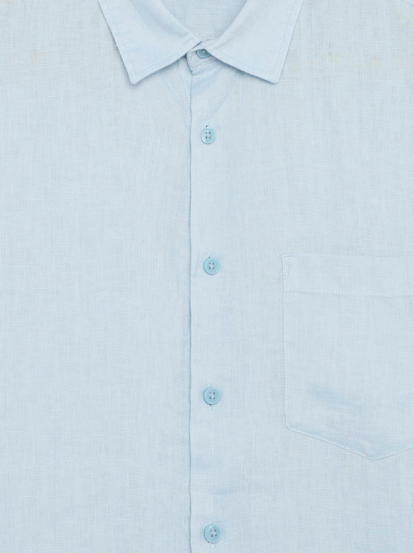 Regular Fit 100% Linen Shirt - Blue