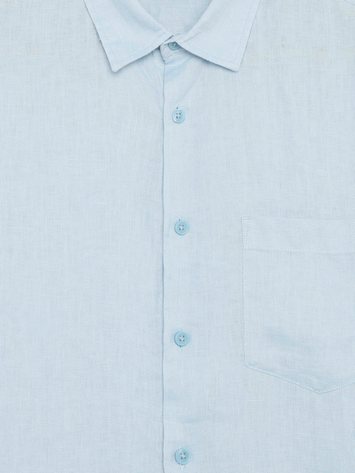 Regular Fit 100% Linen Shirt - Blue