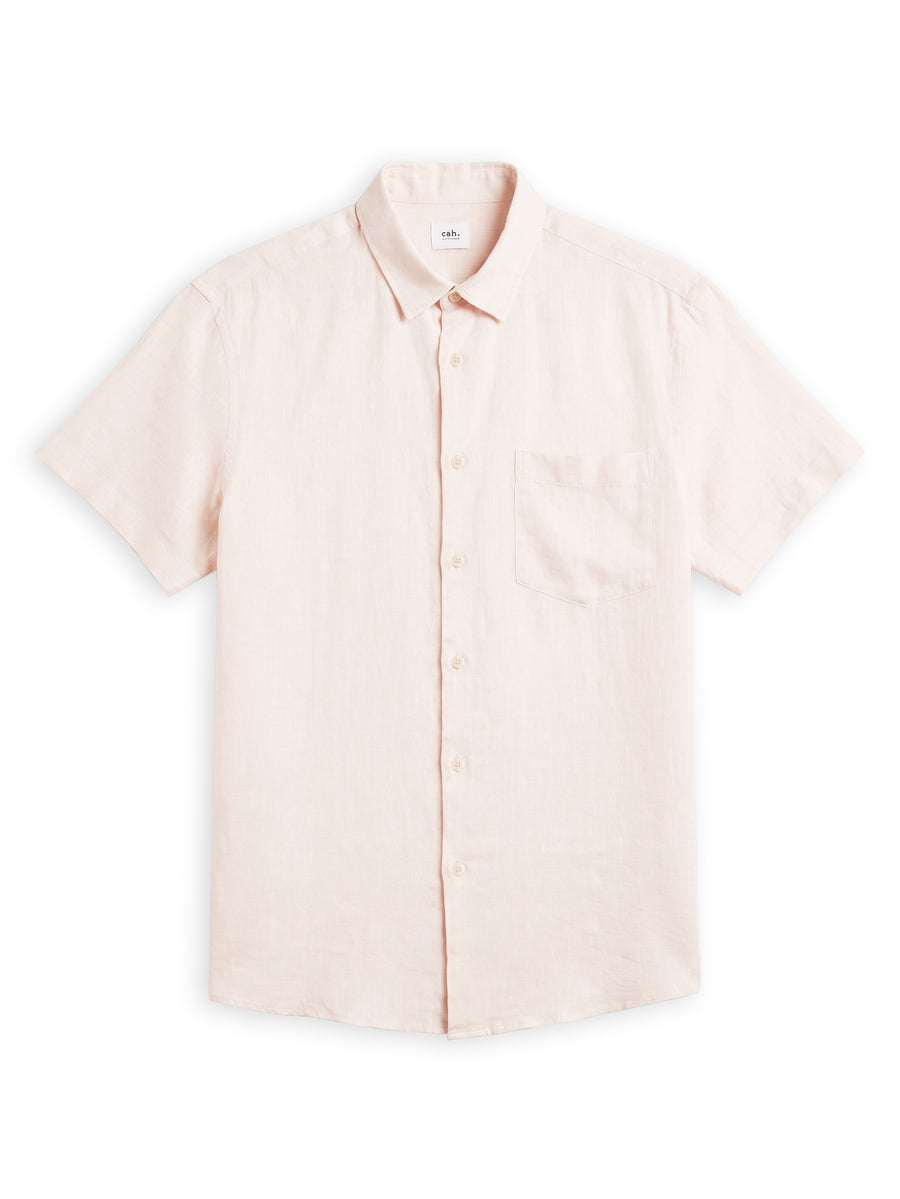 Regular Fit 100% Linen Shirt - Orange