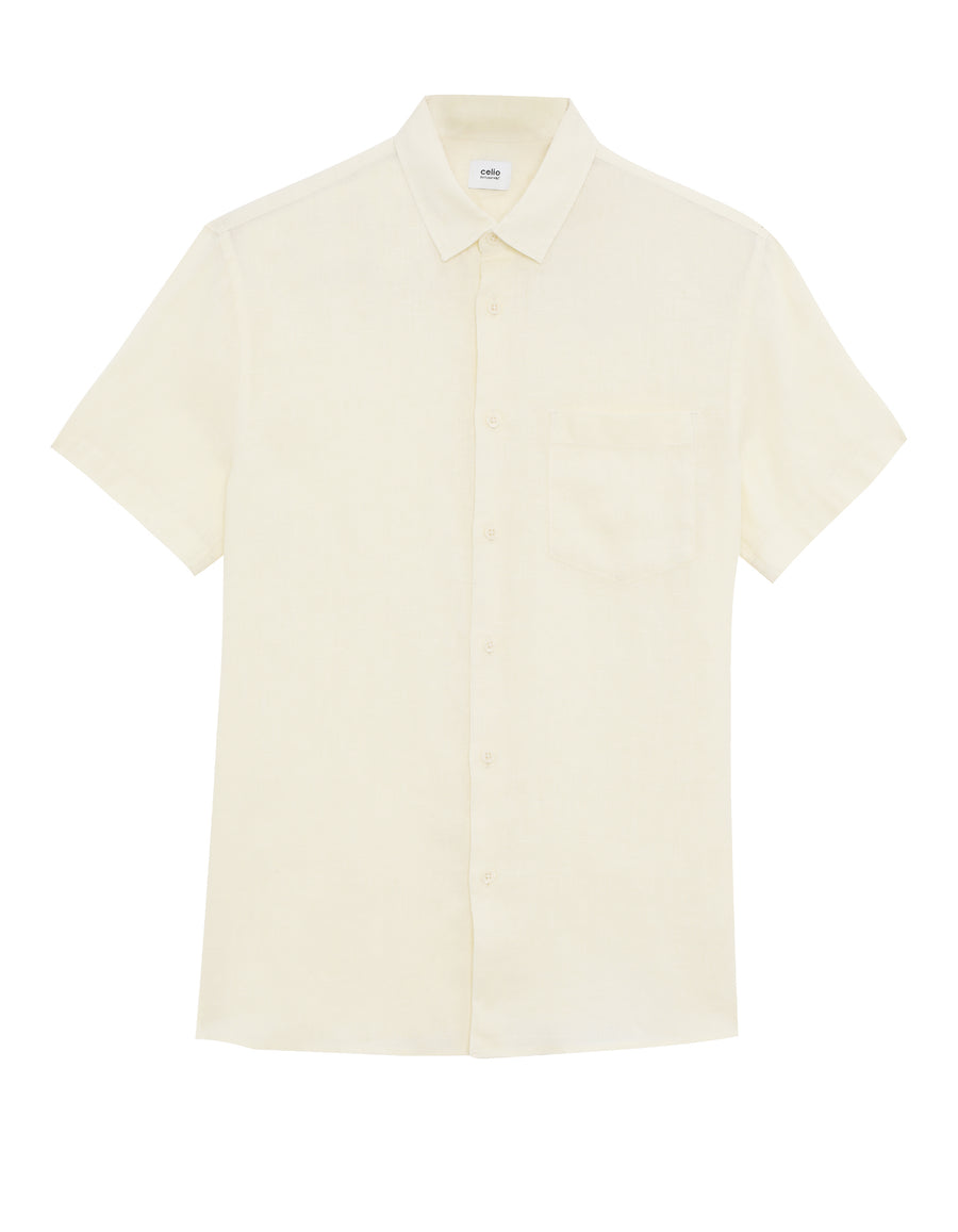 Regular Fit 100% Linen Solid Shirts - Yellow