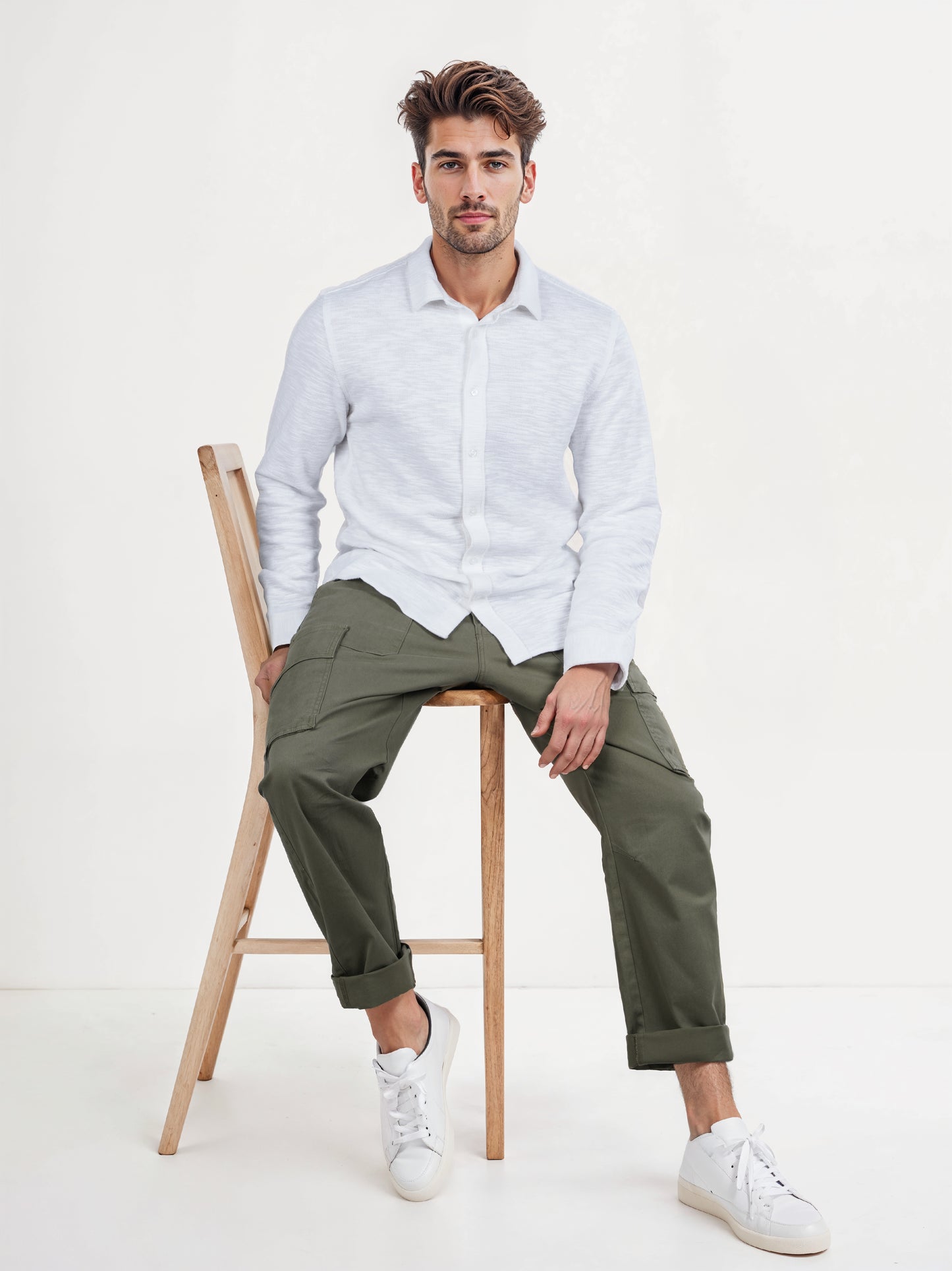 Celio* Solid Regular Fit Poly-Cotton Off White Shirt