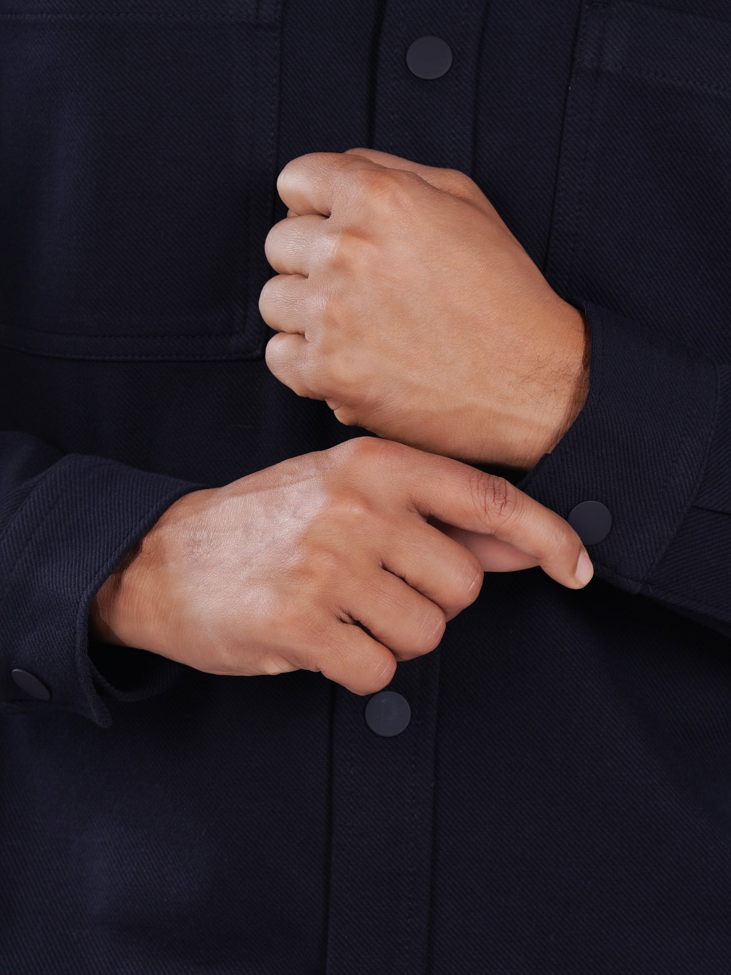 Celio* Solid Relaxed Fit Cotton-Poly-Blend Navy Blue Shirt