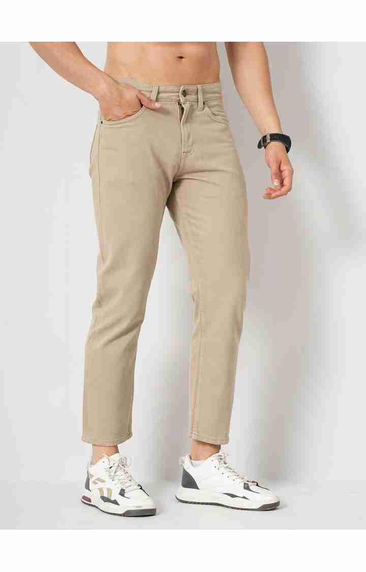 Celio* Cotton Relaxed Fit Beige Jean