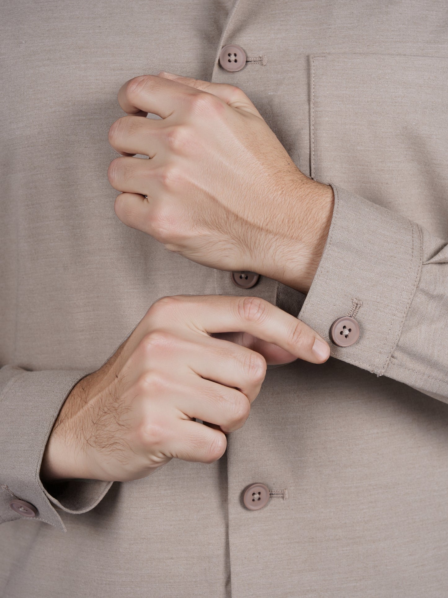 Celio* Solid Oversized Poly-Blend Beige Shirt