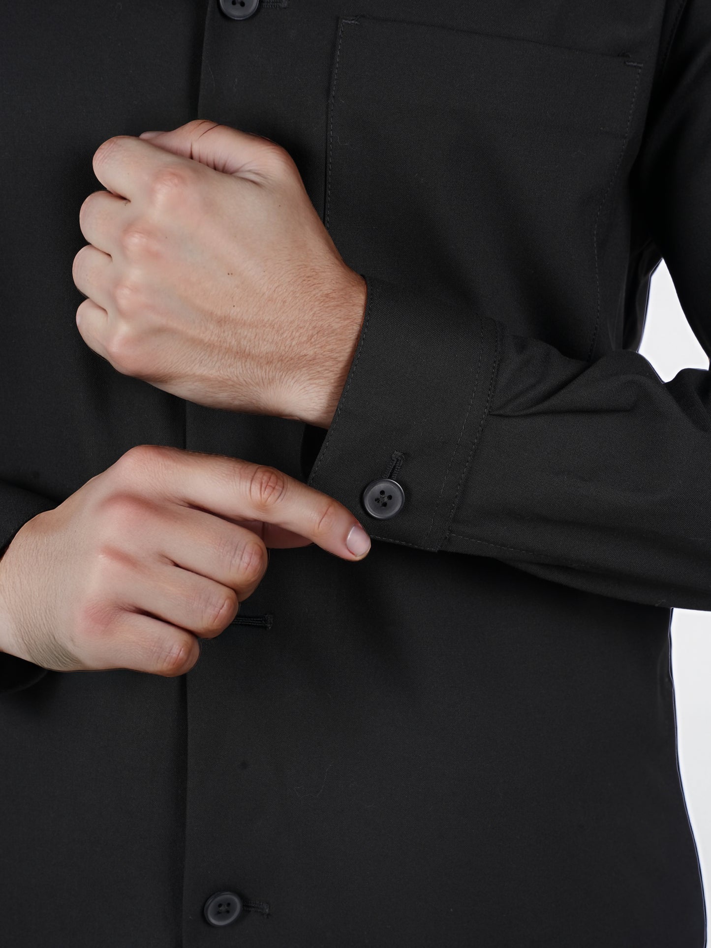 Celio* Solid Oversized Poly-Blend Black Shirt