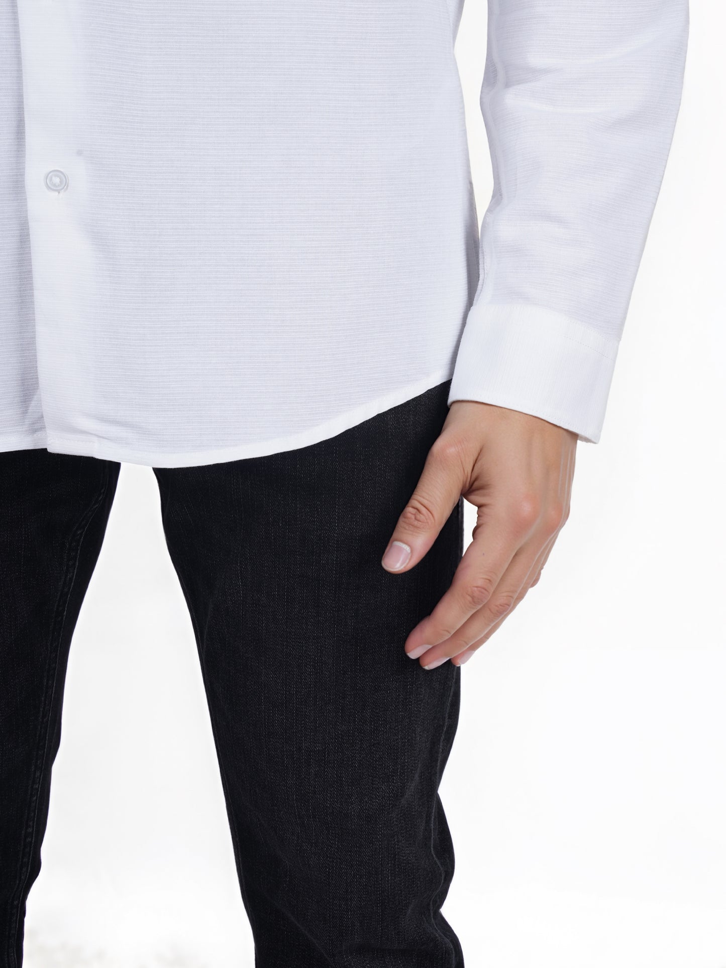 Celio* Solid Regular Fit Cotton-Blend White Shirt