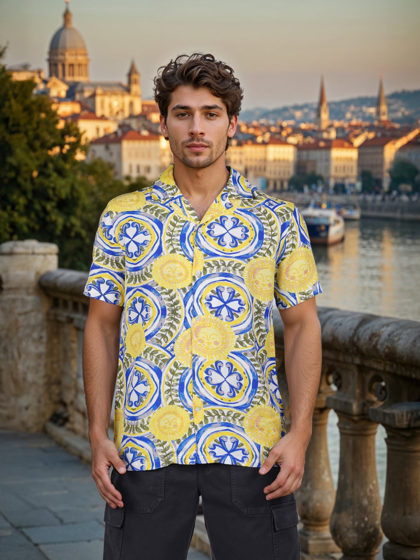 Celio* Printed Regular Fit Viscose-Blend Multi Shirt