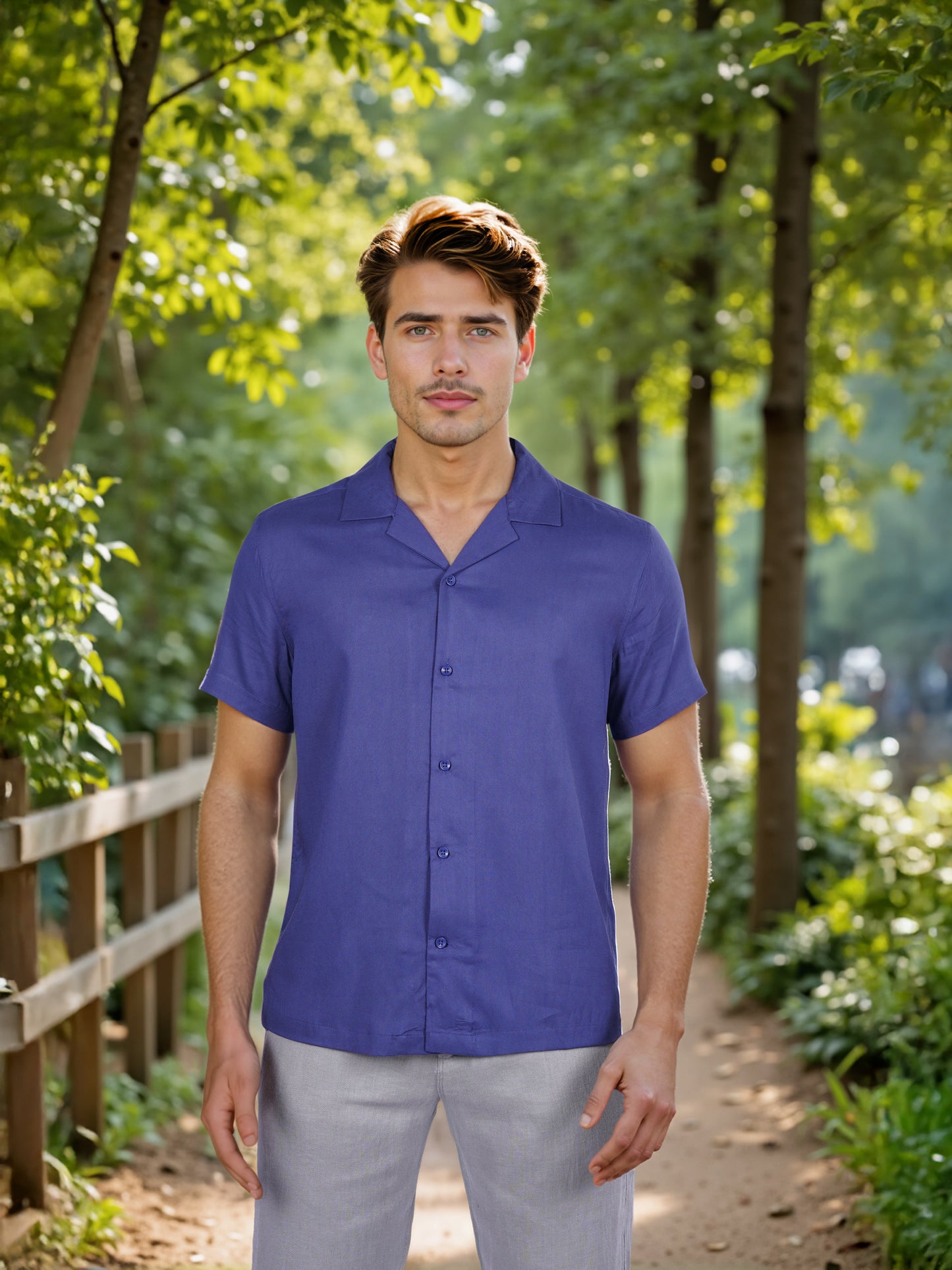 Celio* Naruto Regular Fit Viscose Navy Blue Shirt