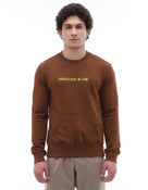 Regular Fit Cotton Blend Printed Crew Neck Sweatshirt - Brown