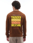 Regular Fit Cotton Blend Printed Crew Neck Sweatshirt - Brown