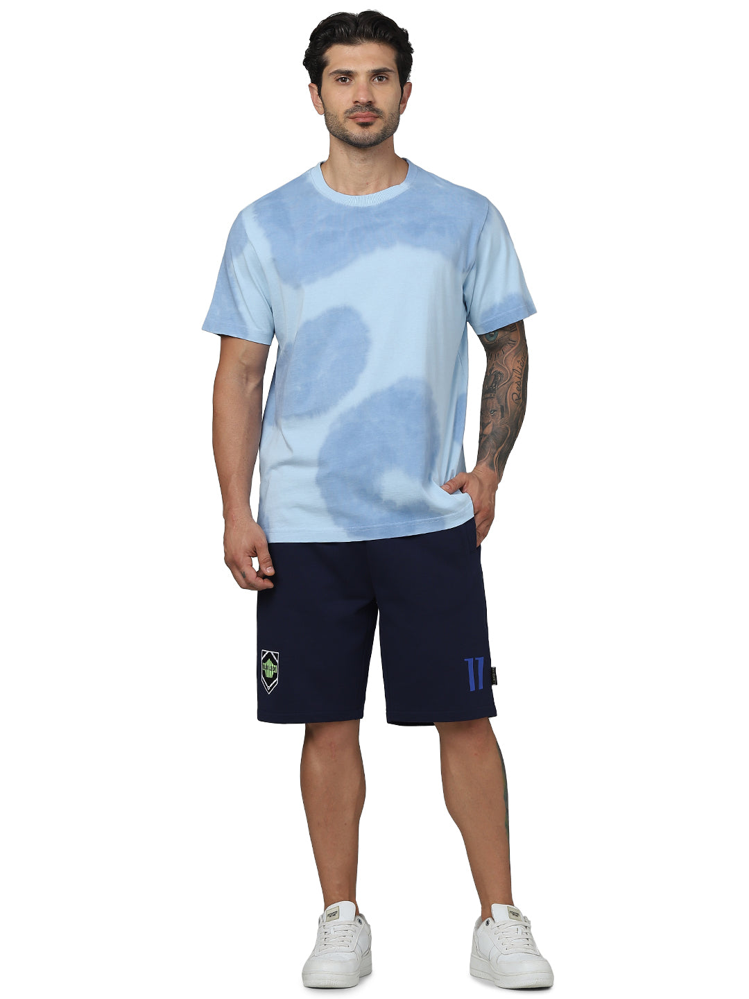 Celio* Blue_Lock Cotton Regular Fit Navy Blue Shorts