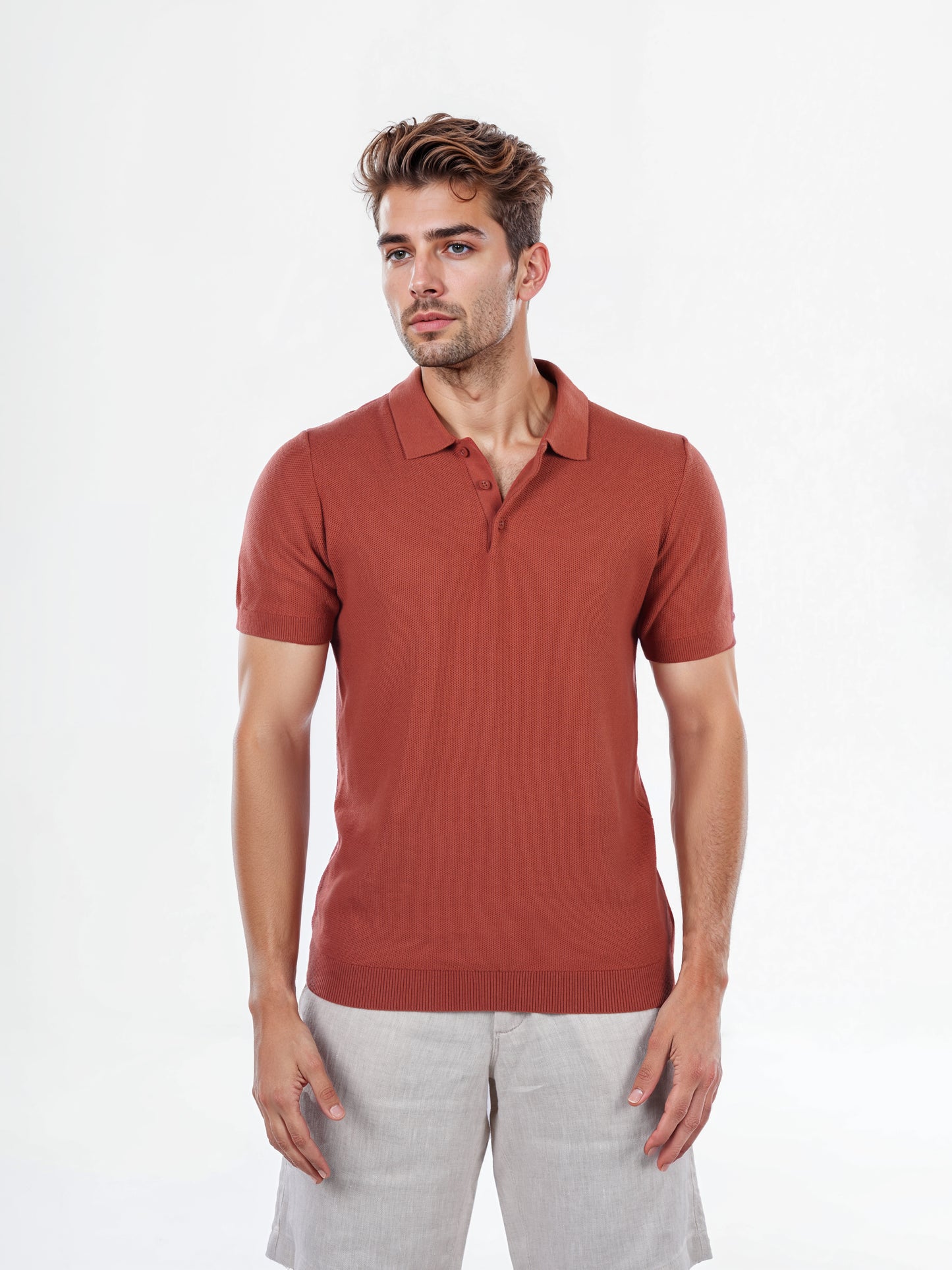 Celio* Solid Regular Fit Cotton Orange T-Shirt