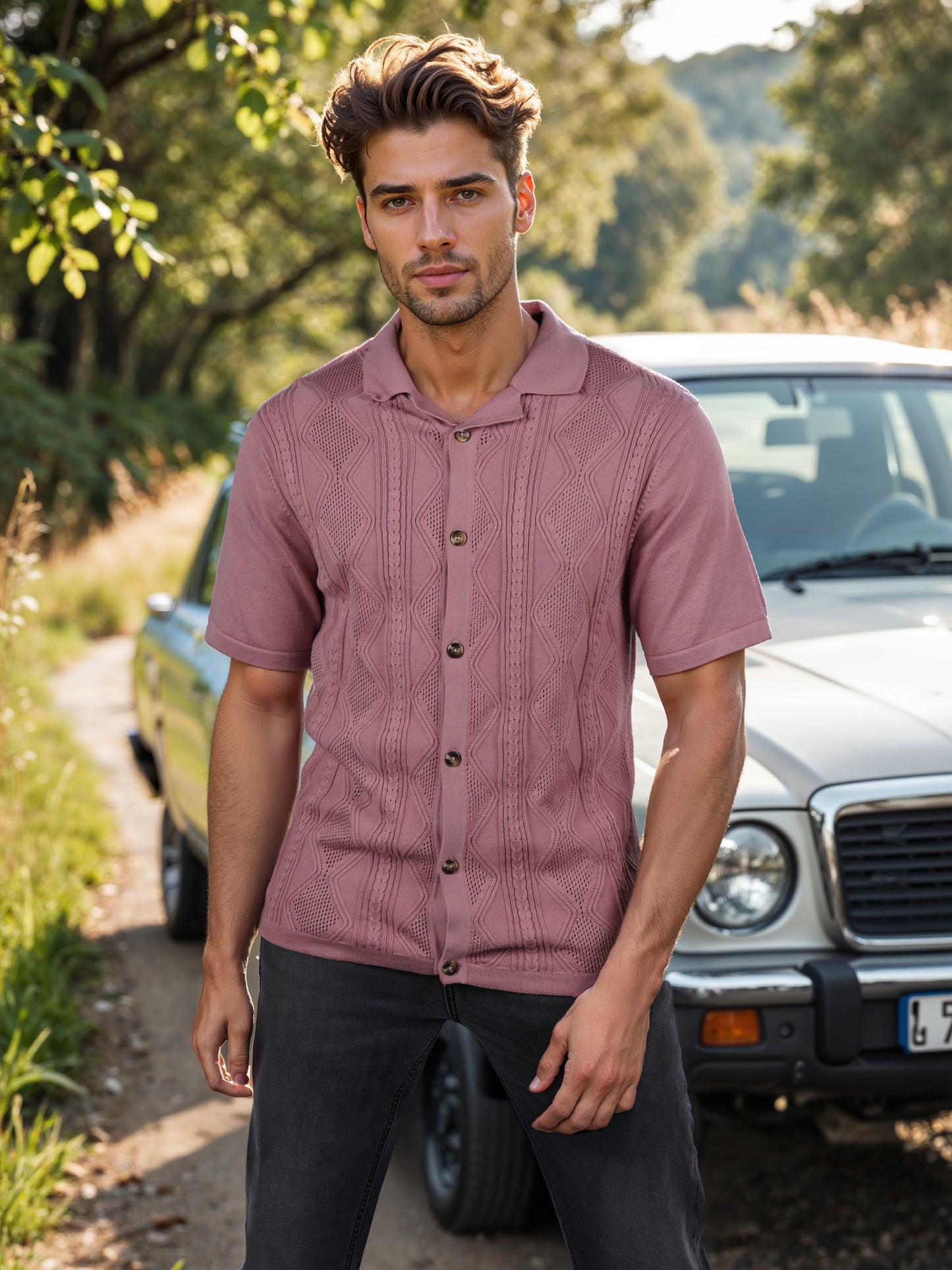 Celio* Solid Regular Fit Cotton Pink T-Shirts