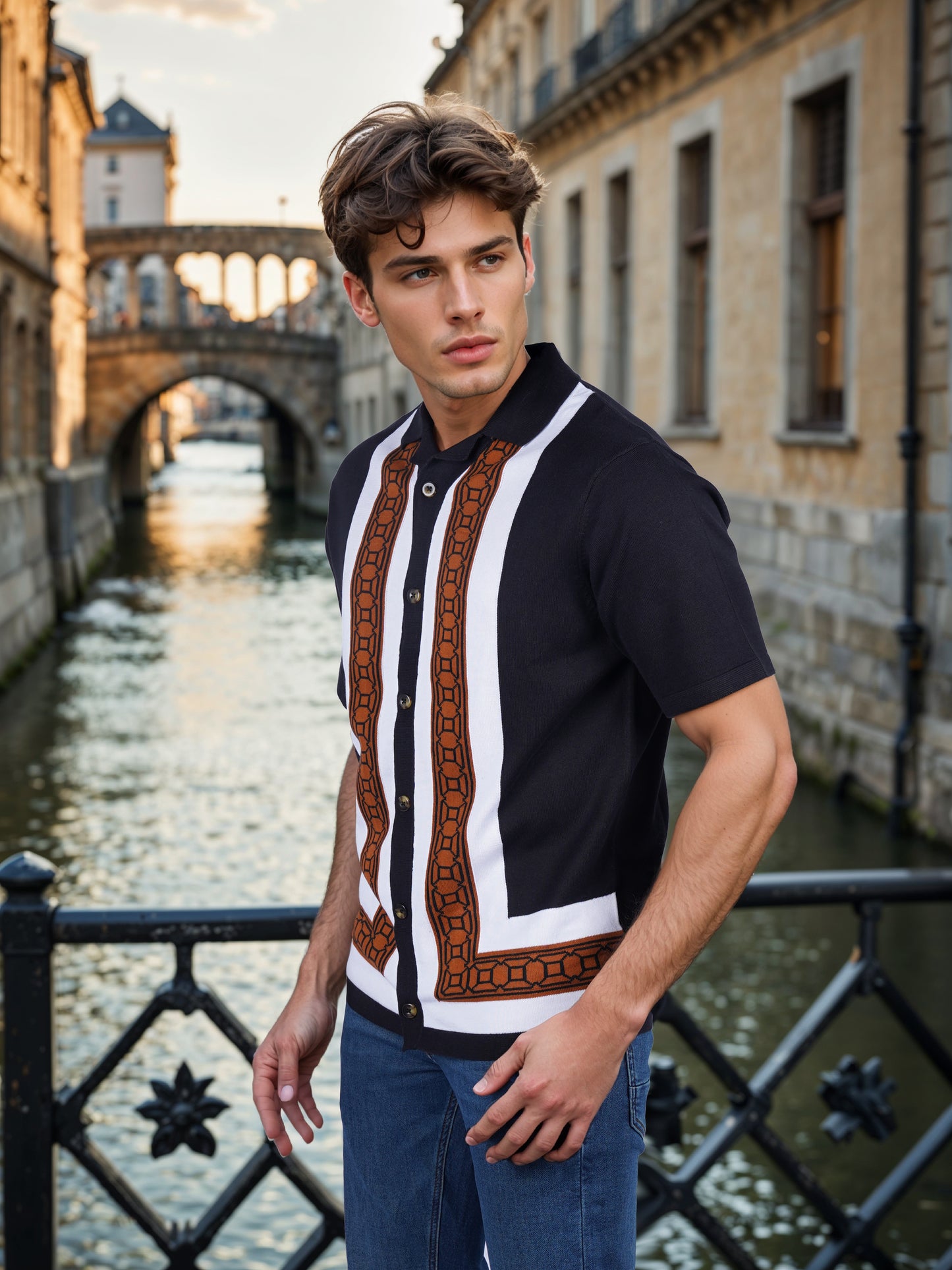 Celio* Striped Regular Fit Cotton Multi T-Shirt