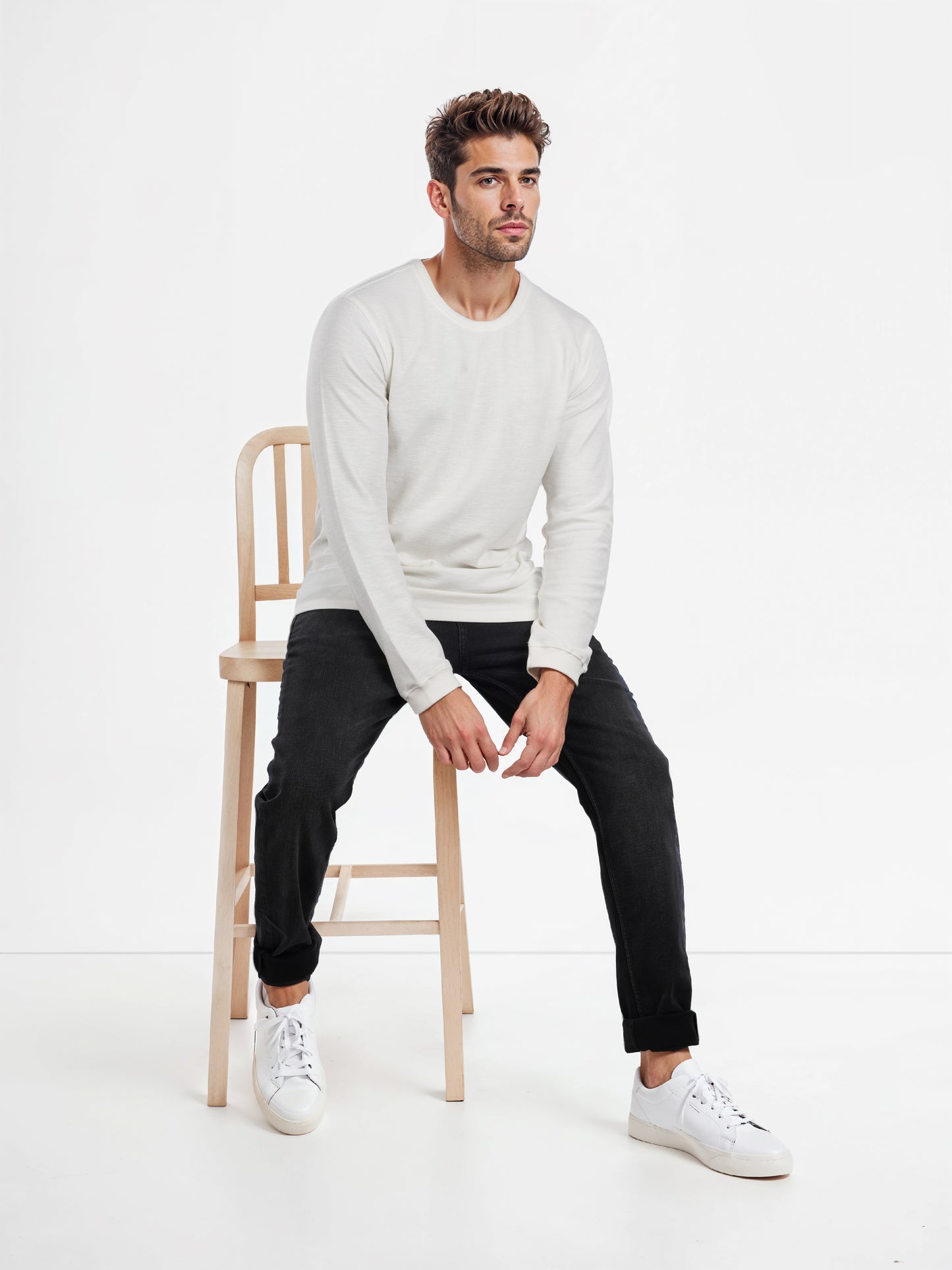 Celio* Solid Regular Fit Cotton Off White T-Shirt