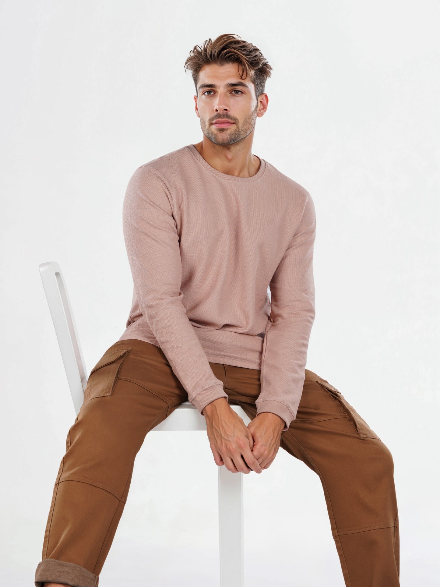 Celio* Solid Regular Fit Cotton Pink T-Shirt