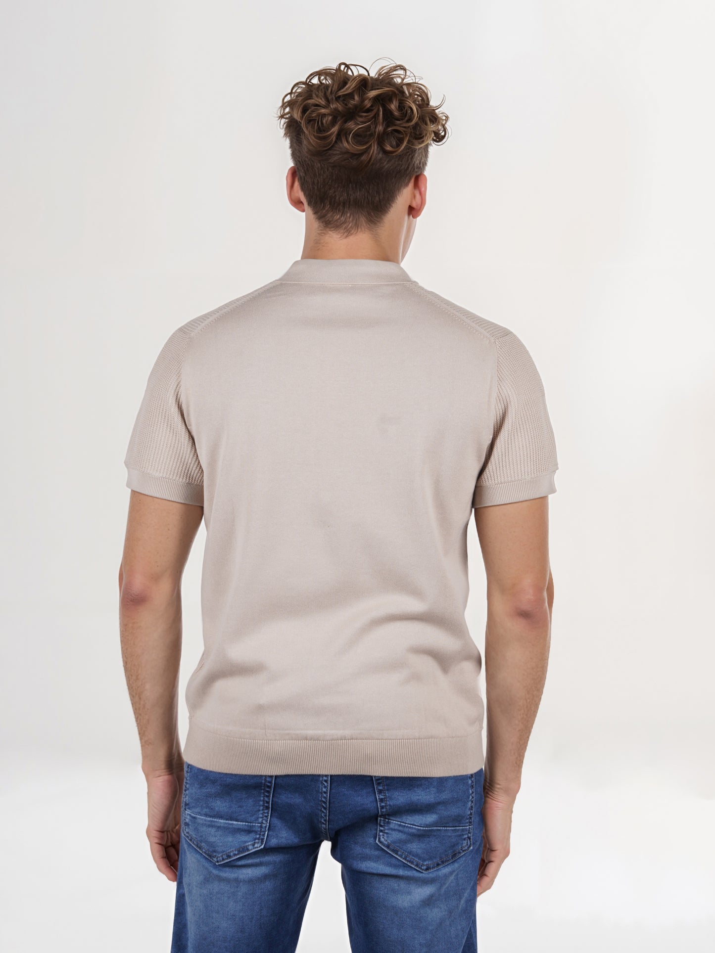 Celio* Solid Skinny Fit Cotton Beige T-Shirt