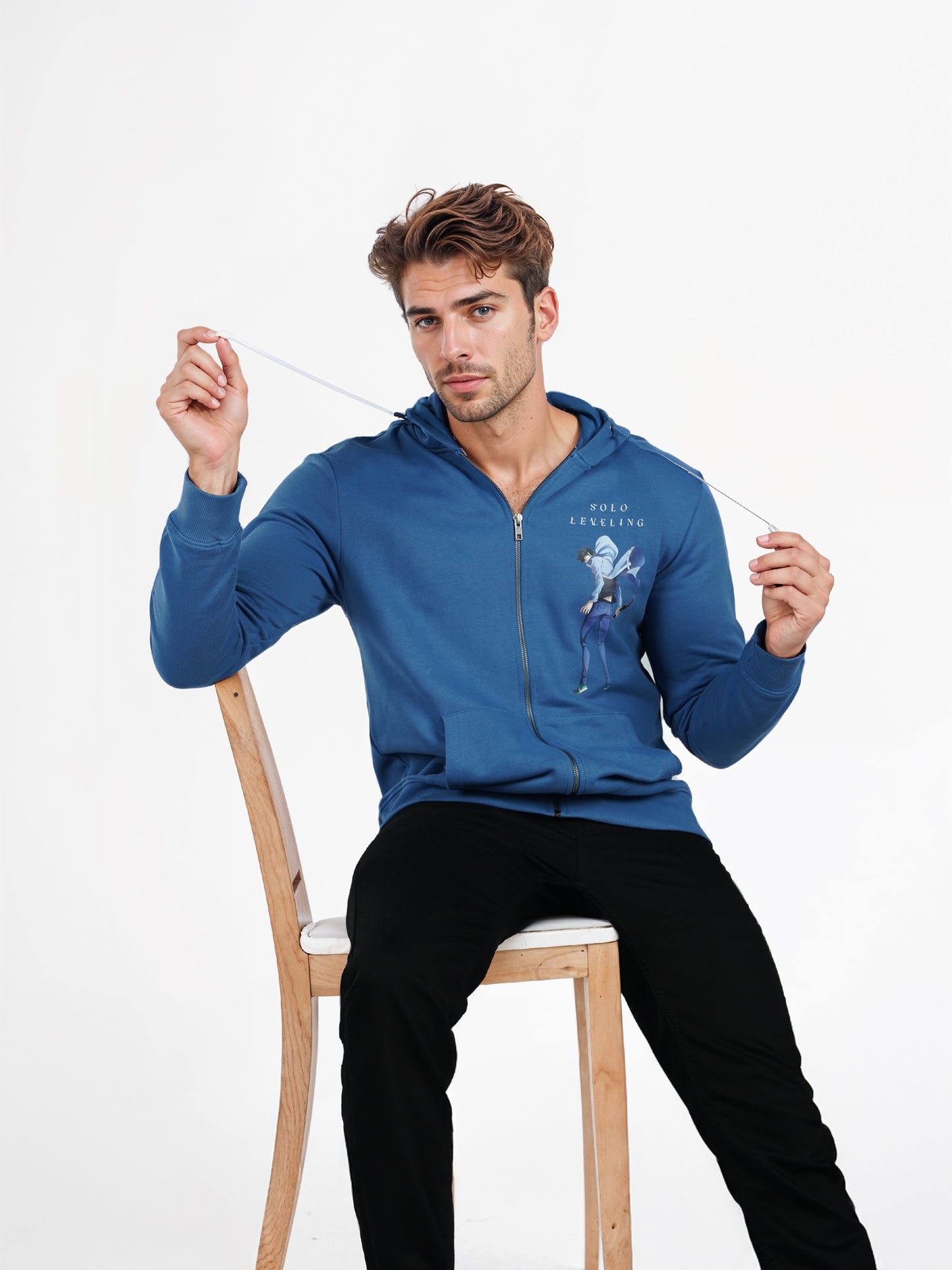 Celio* Solo Leveling Regular Fit Cotton Navy Blue Sweatshirt