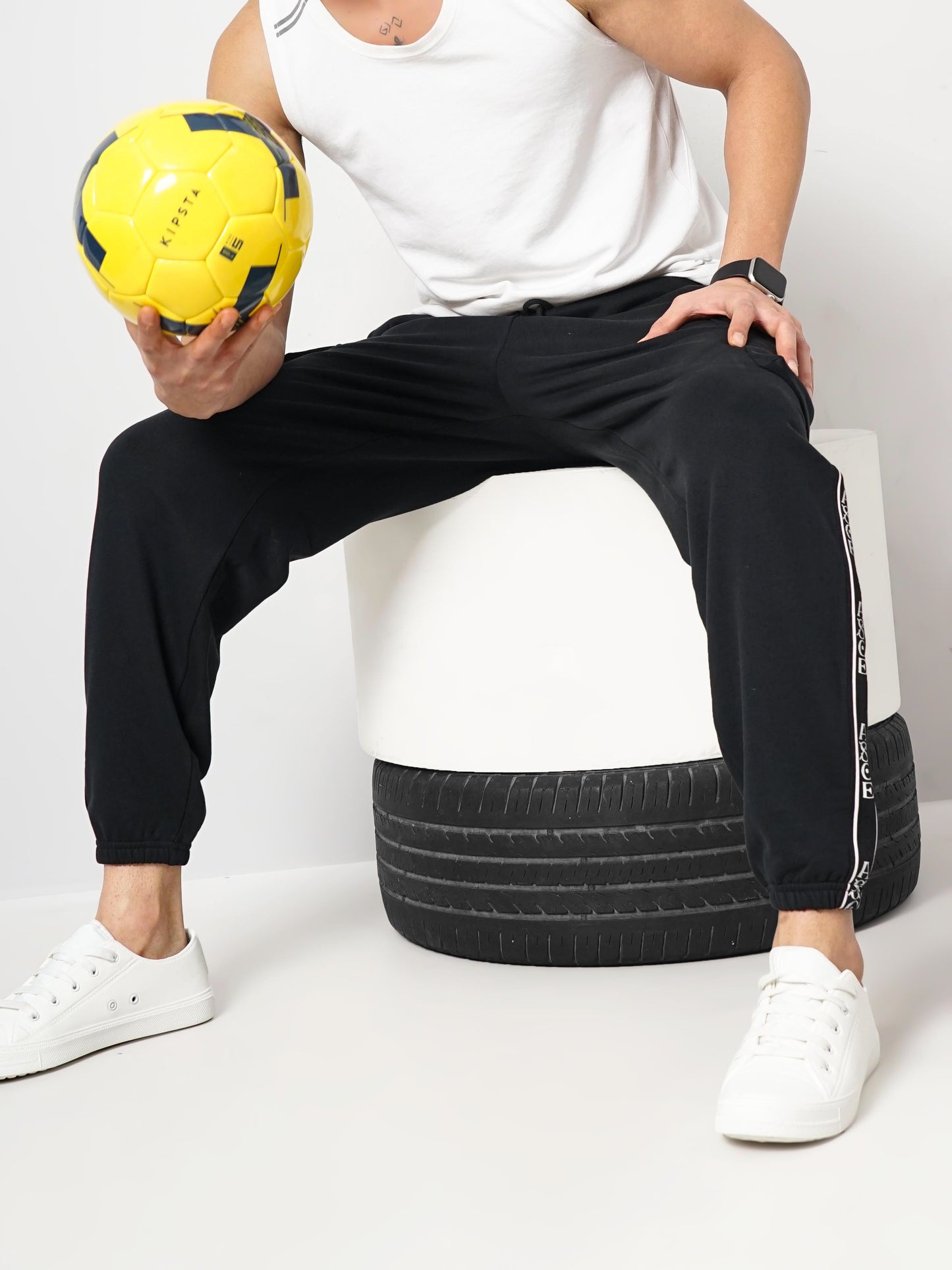 Celio* One - Piece Cotton Regular Fit Black Trouser