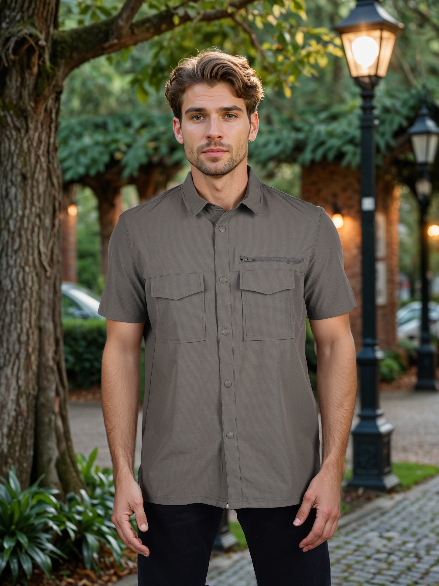 Celio* Printed Regular Fit Cotton Grey Shirt