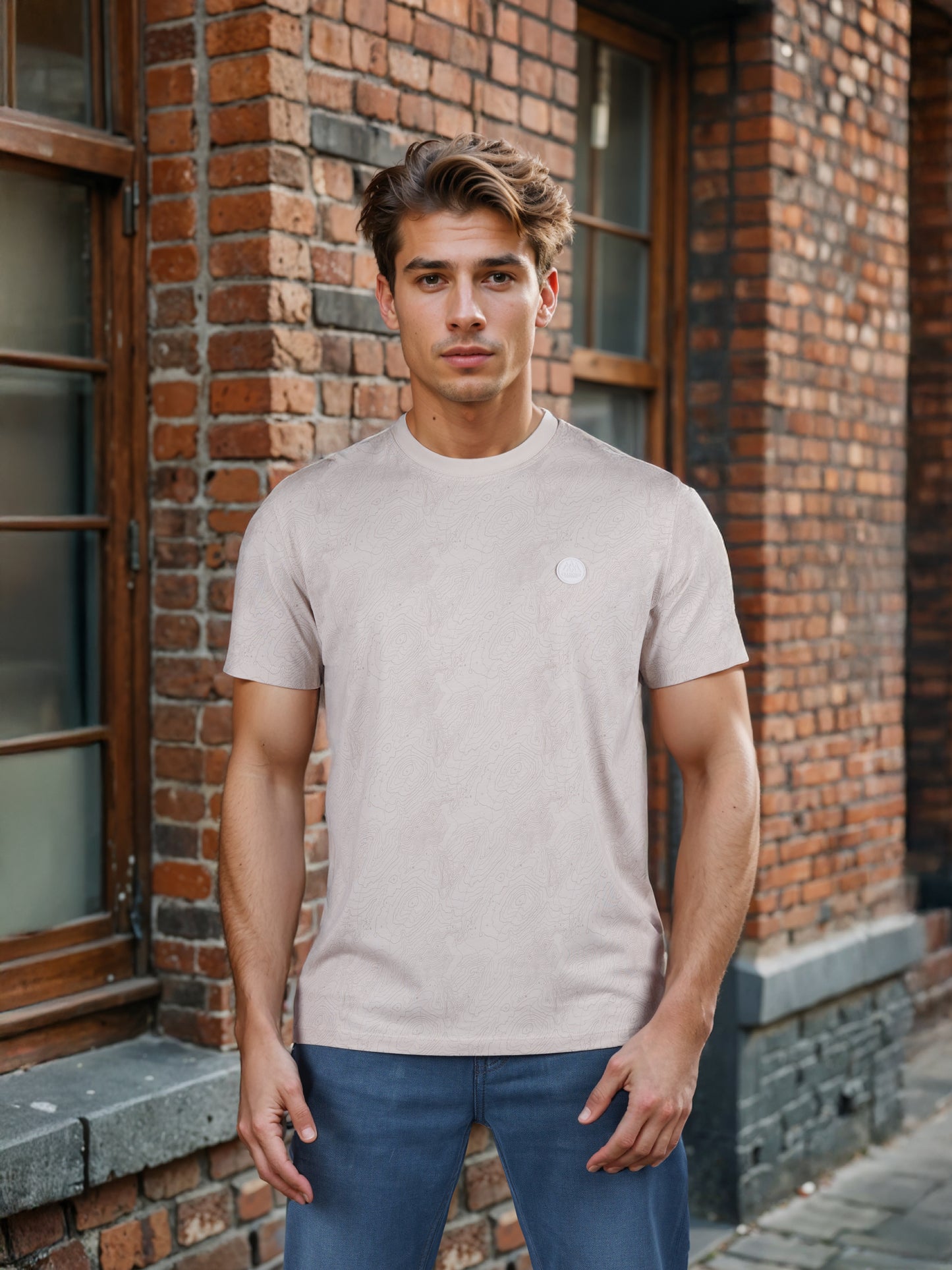 Celio* Chamonix Regular Fit Cotton Beige T-Shirt