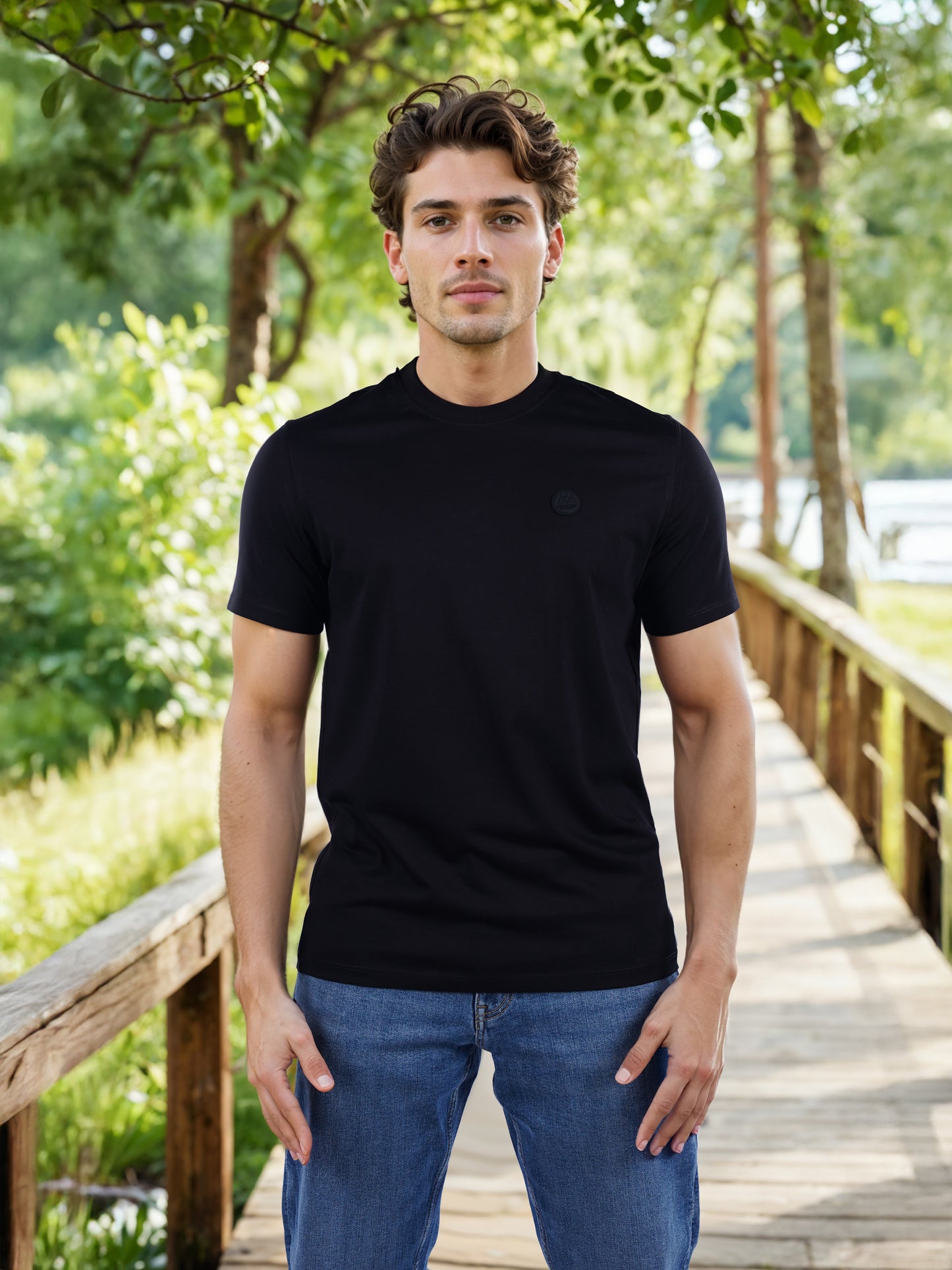 Celio* Chamonix Regular Fit Cotton Black T-Shirt